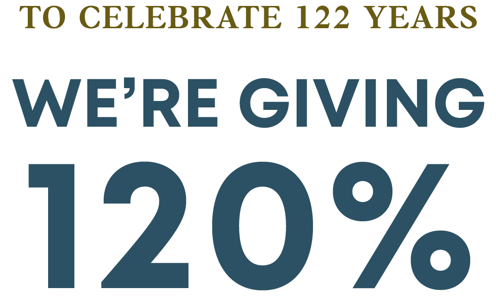 To Celebrate 122 Years, We're Giving 120%